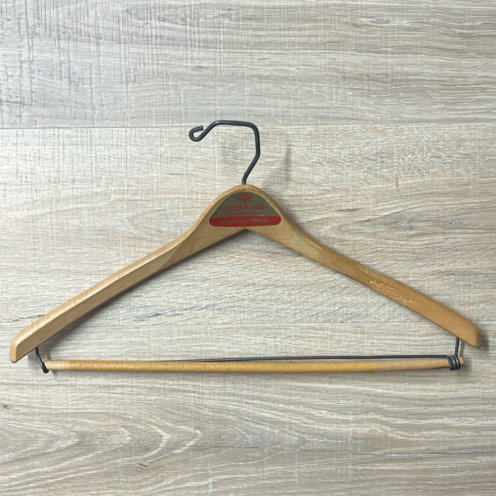 Antique wood hanger from Grodins